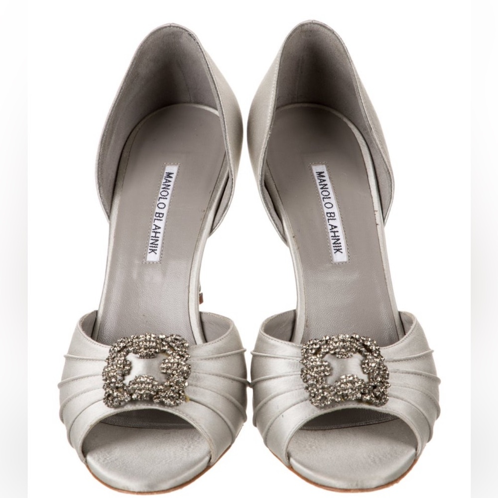 Manolo satin crystal sandals, worn once for an event